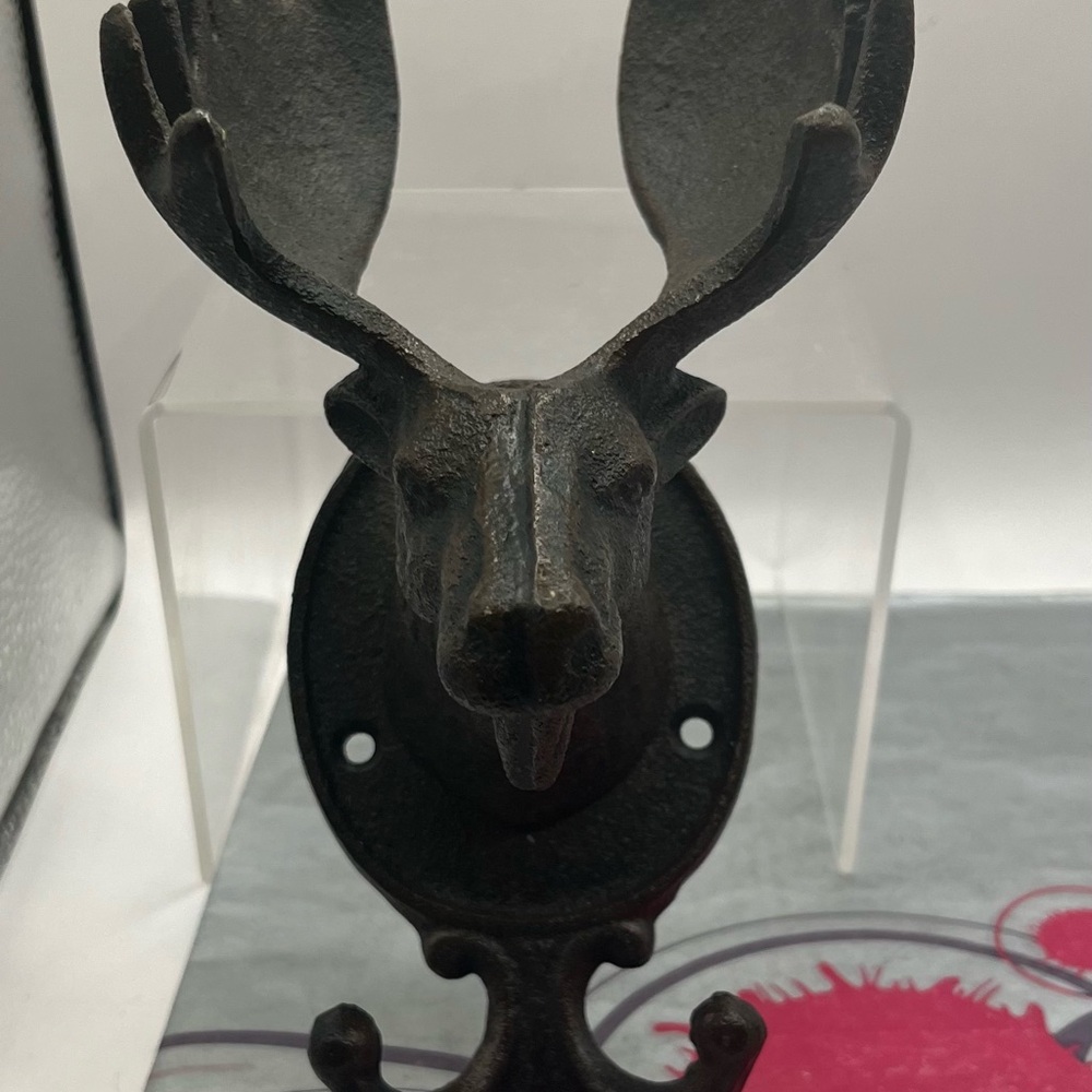 Rustic Black Moose Head Wall Hook